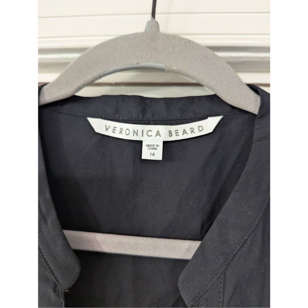 Veronica Beard Black Ruched Asymmetrical Button-Down Shirt Dress - Picture 4 of 5